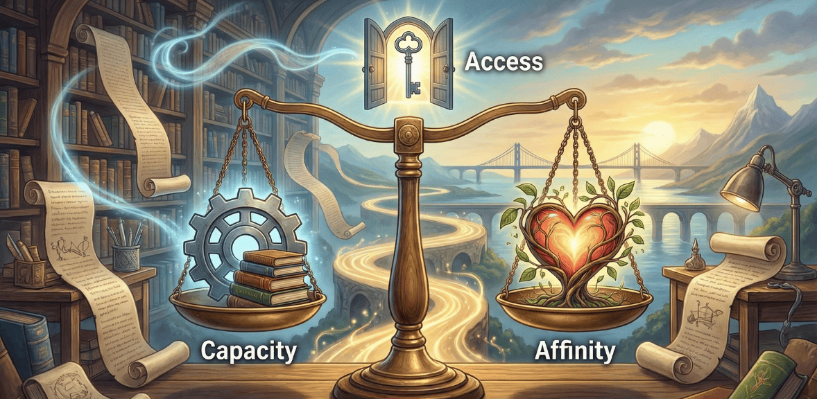 Major gifts strategy balancing donor capacity, affinity for the mission, and access through relationships