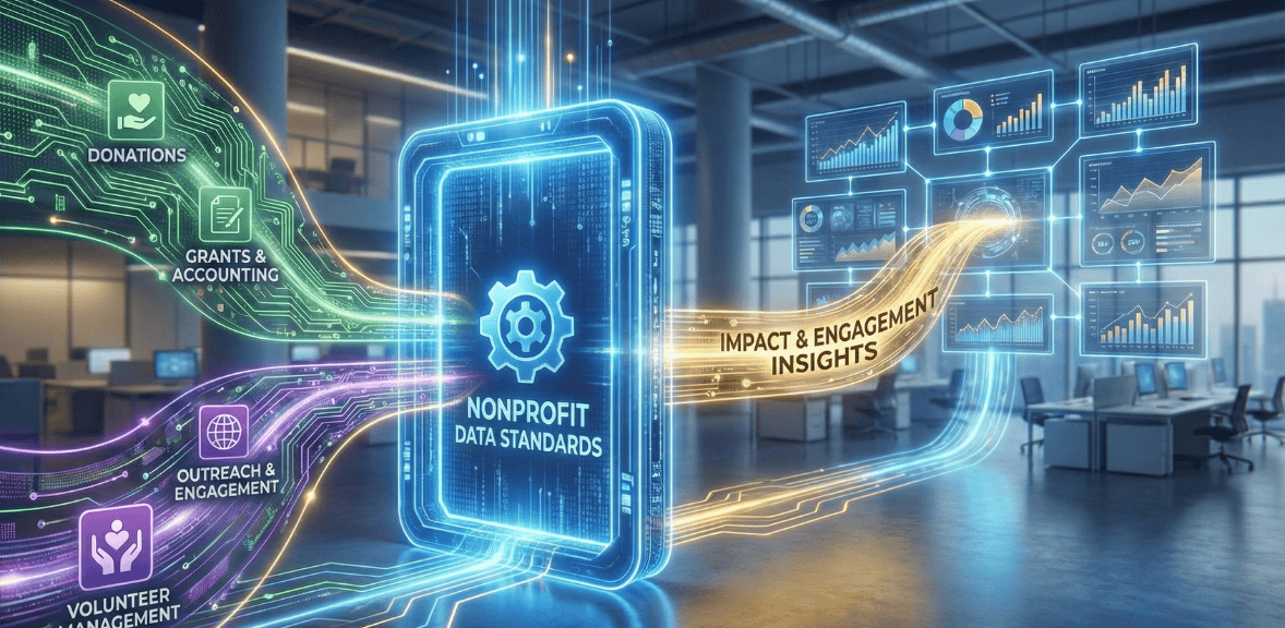 Data standards supporting donor management integration and nonprofit tech stack integration