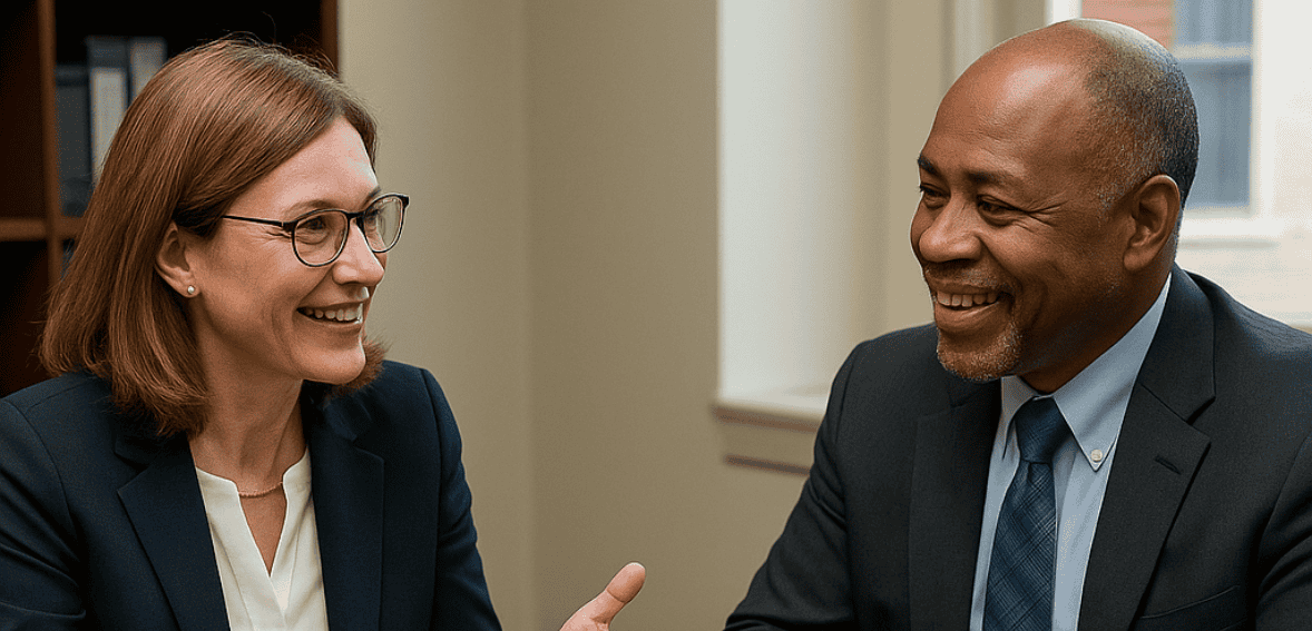 A nonprofit staff member building a relationship with a major donor to prepare for a donor solicitation meeting and leadership gift request.