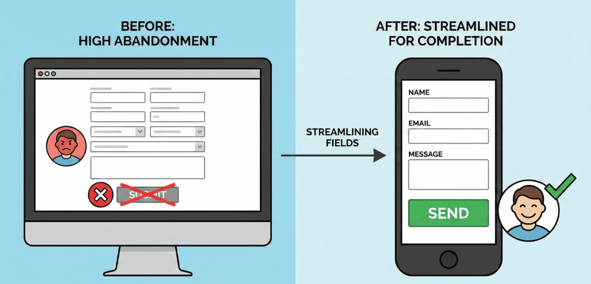Streamlined donation form fields that reduce abandonment in online donations