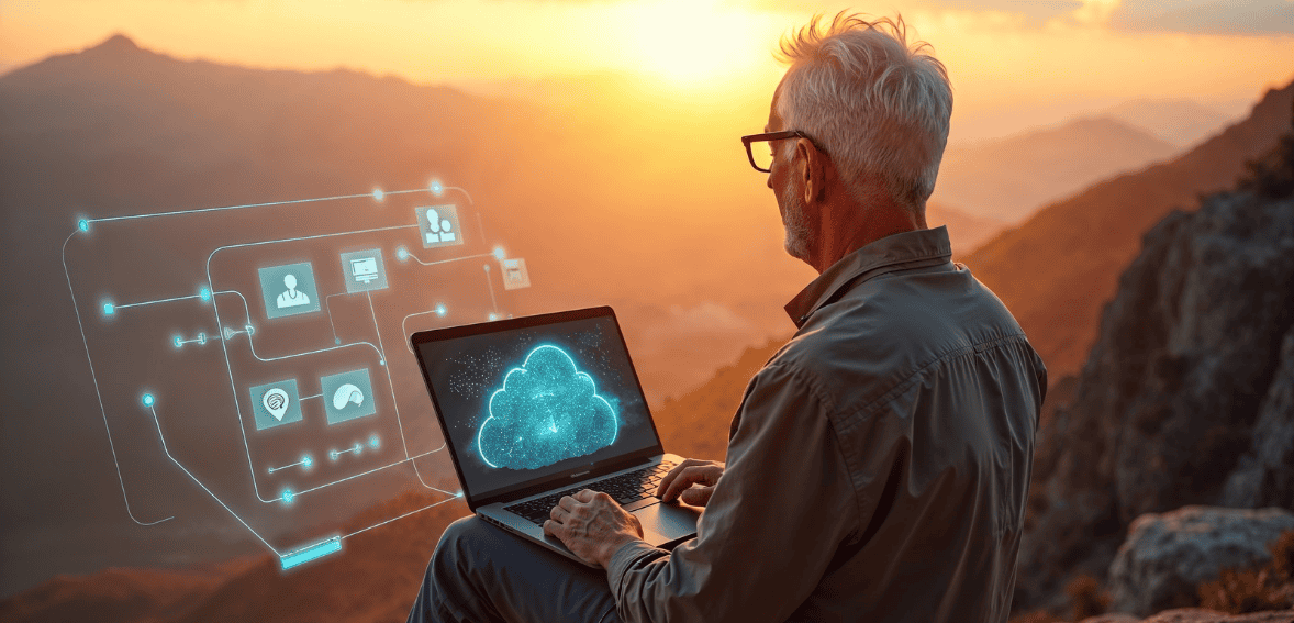 Conceptual image showing secure data flow between estate planning tools and a nonprofit CRM, highlighting planned giving software integration and estate planning donor management.