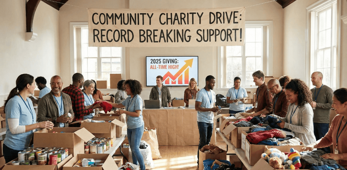 Record-high charitable giving volumes illustrating philanthropic statistics and fundraising trends influencing nonprofits in 2026.