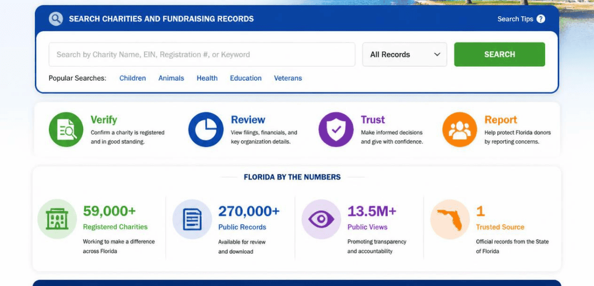 Check-A-Charity - Florida's Public Records Tool